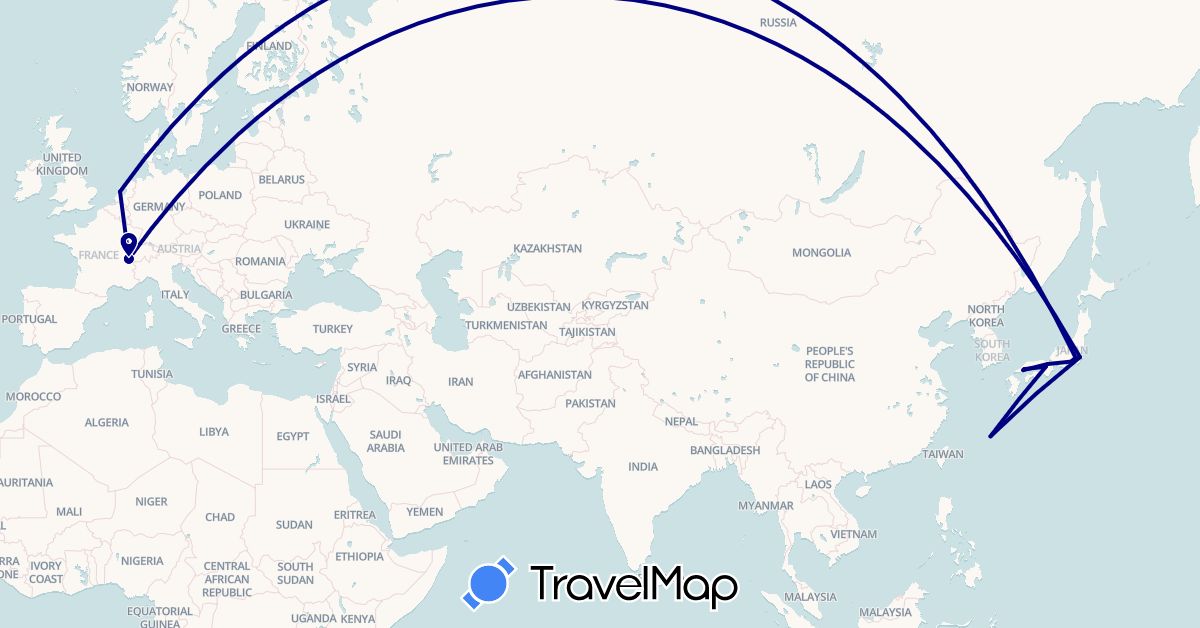 TravelMap itinerary: driving in Switzerland, Japan, Netherlands (Asia, Europe)